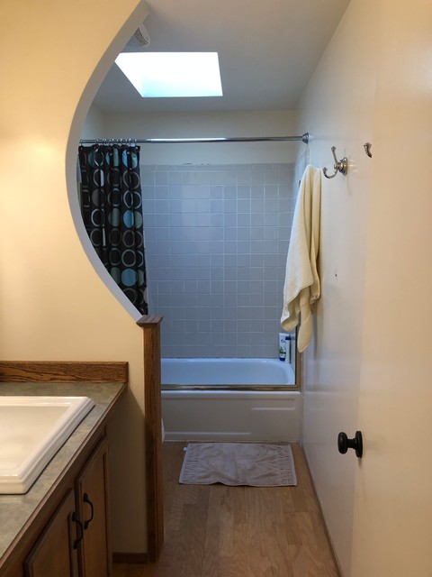 White Paint And Patterned Tile Freshen Up A 5 By 11 Foot White Paint And Patterned Tile Freshen Up A 5 By 11 Foot