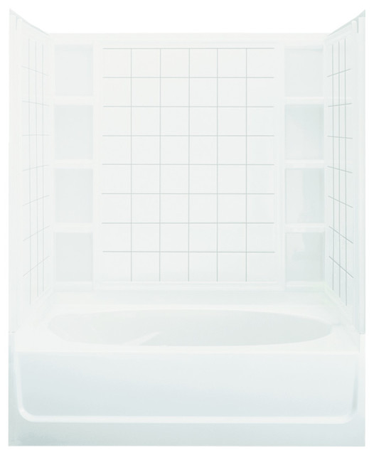 Sterling Ensemble 60.25"x42"x72" Vikrell LeftHand Bath, White, 60"x72