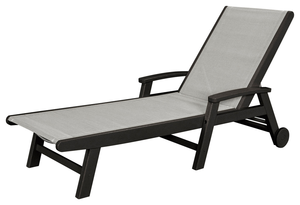 Coastal Chaise With Wheels - Transitional - Outdoor Chaise Lounges - by POLYWOOD