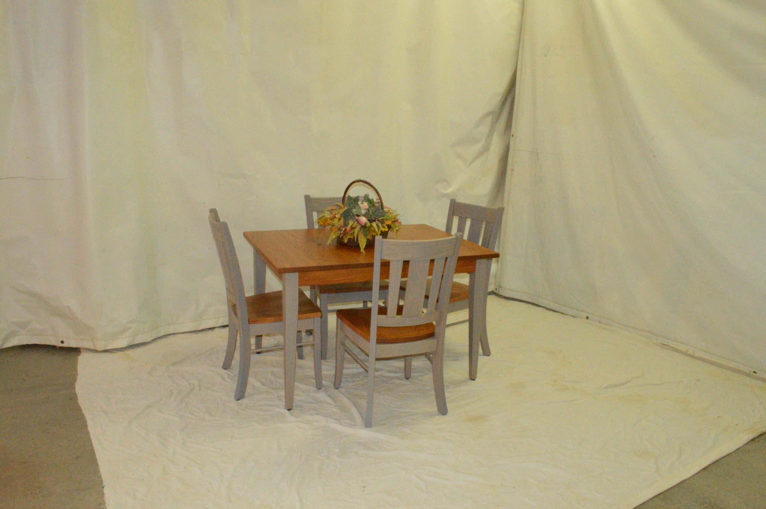 Copper/ Graystone Oak table with 2 tone Oxford side chairs