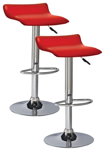 Leick Furniture Favorite Finds Adjustable Swivel Stools, Chrome/Red, Set of 2