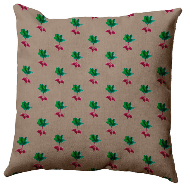 Radishes Pattern Decorative Throw Pillow, Doe, 18"x18"