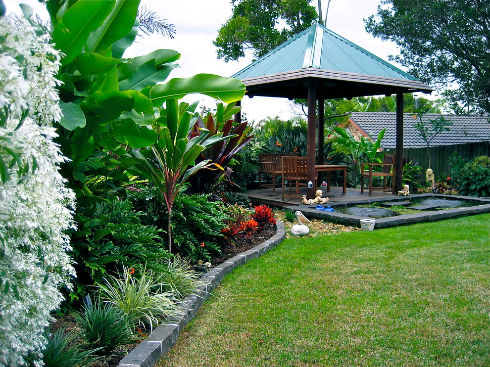 This is an example of a tropical full sun garden in Brisbane.