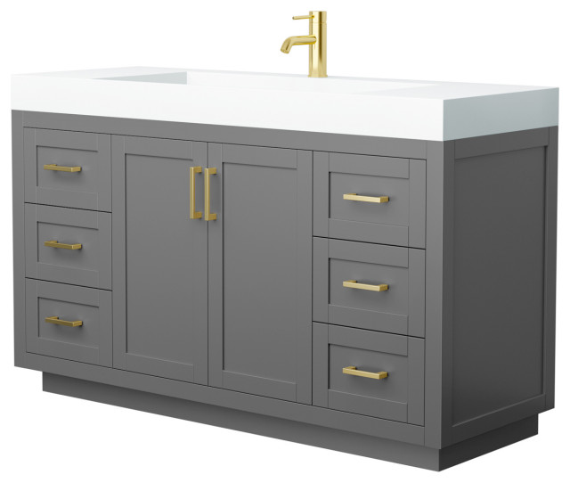 Miranda Vanity, Integrated Counter and Sink, 60 inch Single ...