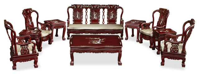 Rosewood Imperial Court Design Living Room 10 Piece Set Asian