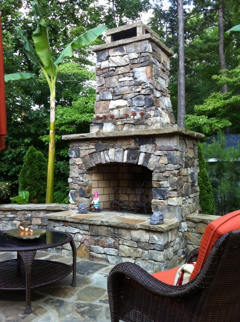 Outdoor Stone Fireplace Kit Traditional Garden Atlanta By