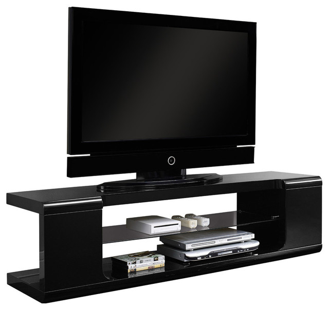 60" TV Stand With Tempered Glass Contemporary Entertainment Centers And Tv Stands by GwG