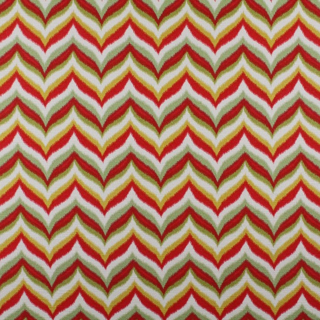 Umbria Red Green Red Yellow Chevron Ikat Print Upholstery Fabric