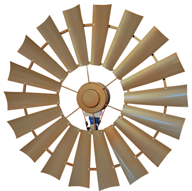 Polished Copper Windmill Ceiling Fan, The Patriot Fan, 60" Farmhouse