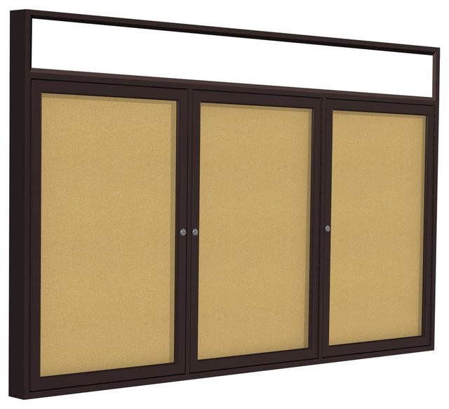 3-Door Enclosed Tackboard with Aluminum Frame (96 in. W x 48 in. H)