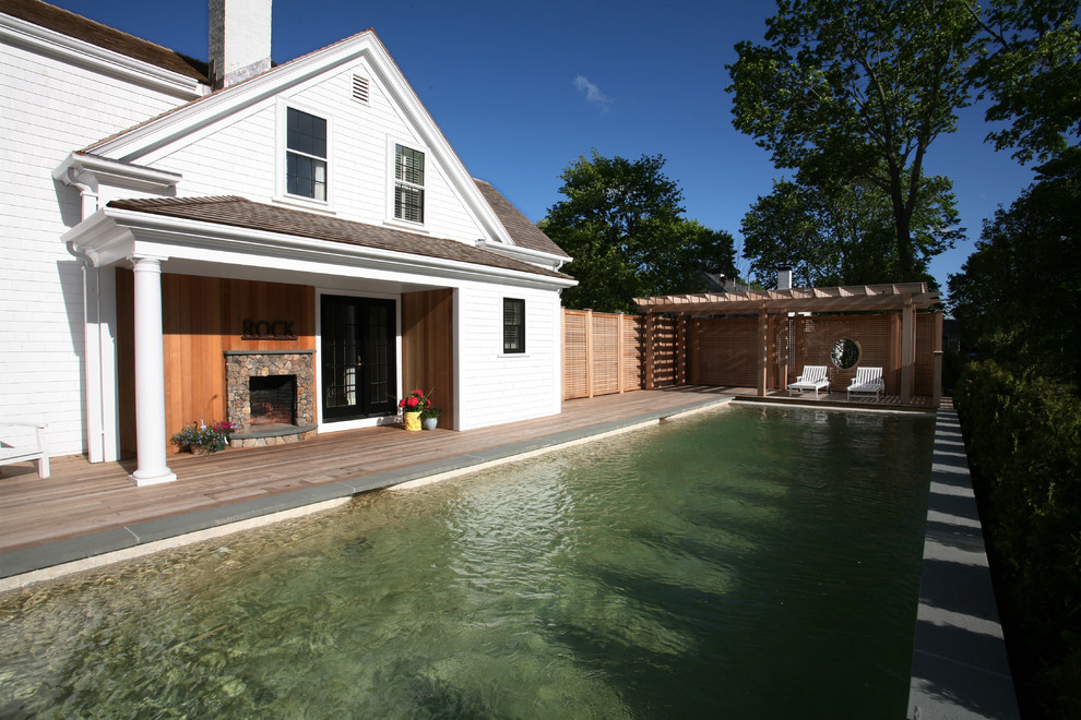 This is an example of a large eclectic lap pool in Boston.