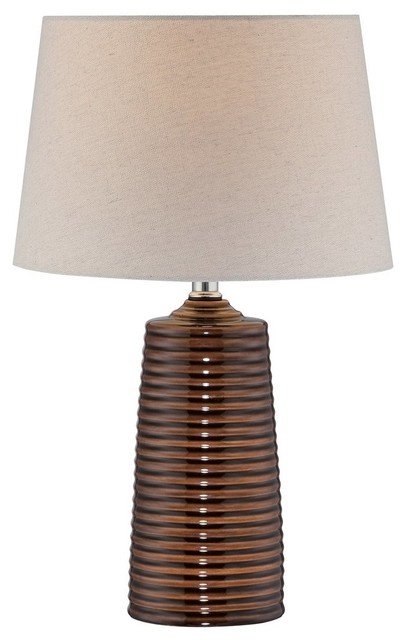 Table Lamp,Ceramic Body/Off-Wht Fabric Shd,E27 Cfl 13,Dci