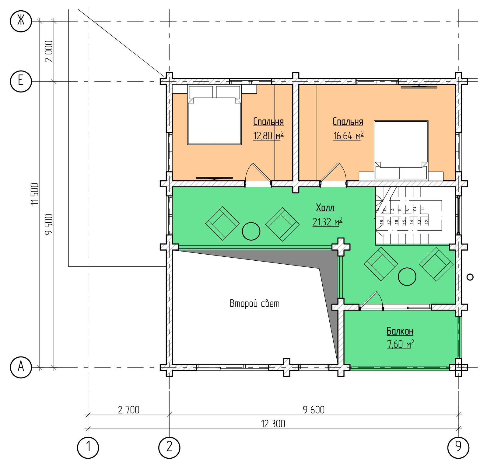 Проектирование. Двухэтажный жилой дом из бруса 170 кв.м.