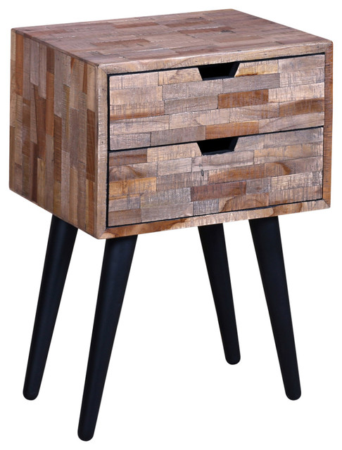 VidaXL Bedside Cabinet With 2 Drawers in Reclaimed Teak