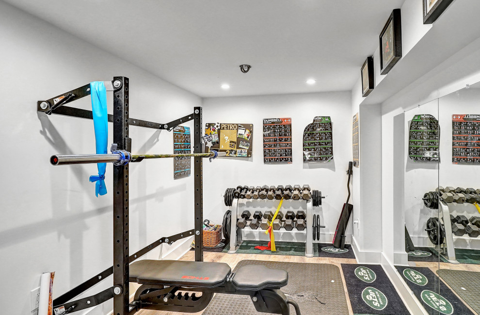Custom Home Gym with Power Rack & Mirror Wall – Home Addition in Florham Park, N