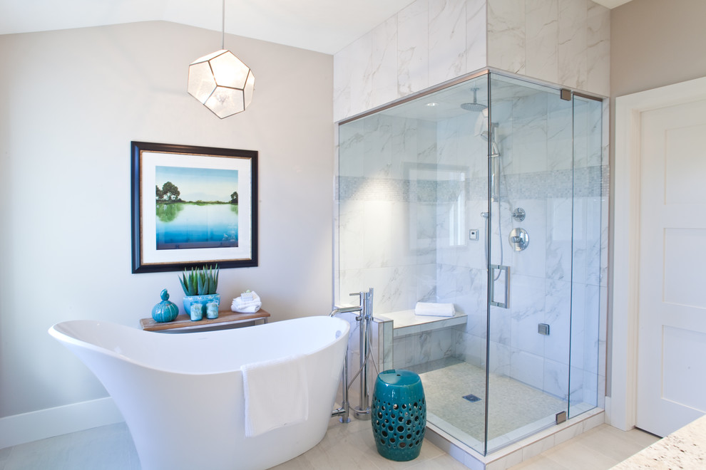 Inspiration for a transitional bathroom remodel in Calgary