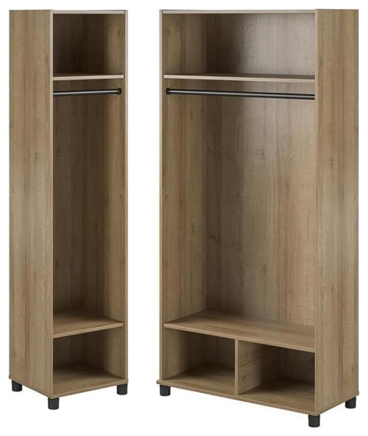 Home Square 2-Piece Set with 18" 36" Wide Mudroom Cabinet in Natural