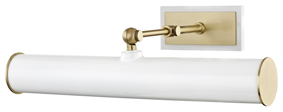 Mitzi Holly 2-LT Picture-LT With Plug HL263202-AGB/WH - Aged Brass & White