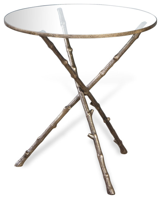 Modern Antique Brass Metal Twig Side End Table