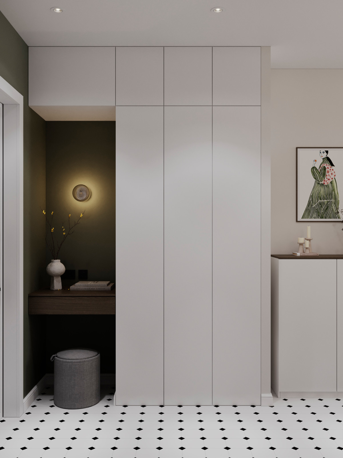 Светлый интерьер с цветовыми акцентами в ЖК Level Стрешнево