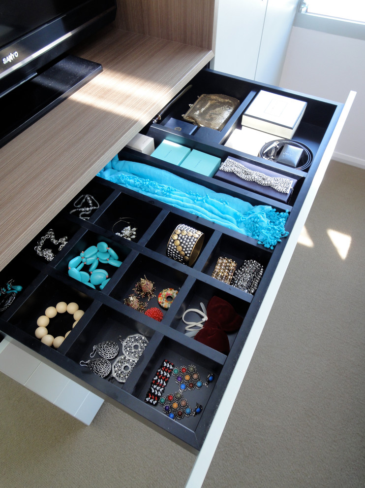 Inspiration for a modern storage and wardrobe in Sydney.
