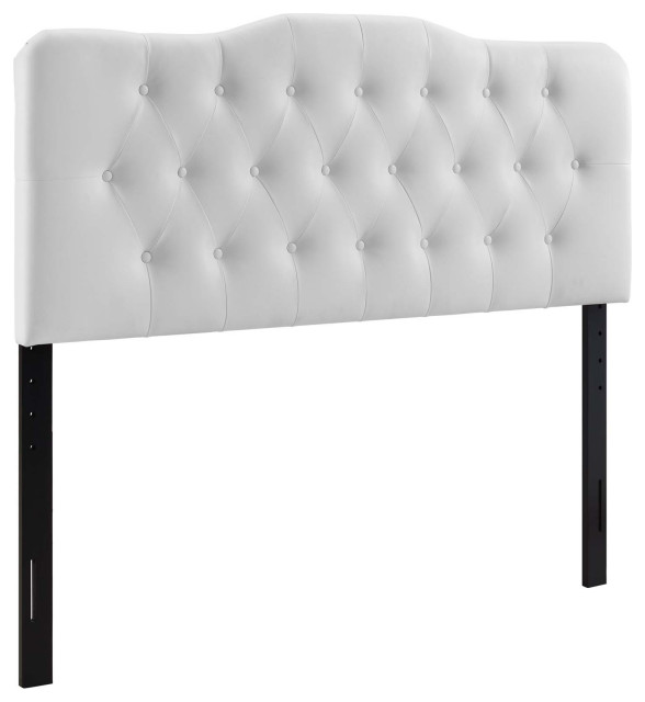 Annabel Queen Tufted Faux Leather Headboard Transitional Headboards