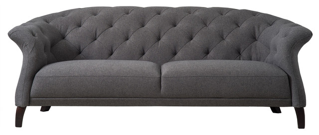 Crispin Chesterfield Sofa, Dark Grey, 3-Seater