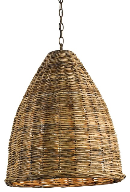 Currey & Company Basket Pendant in Natural