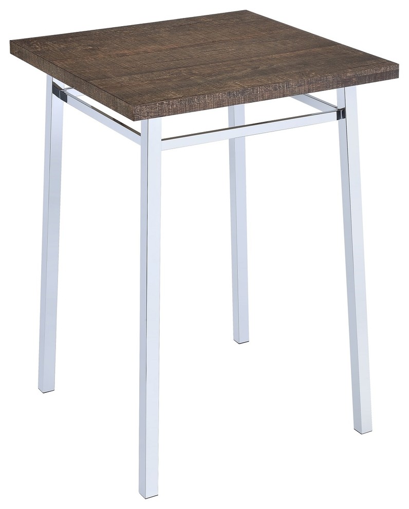 42"Chrome Metal Base Bar Table Contemporary Indoor Pub And Bistro