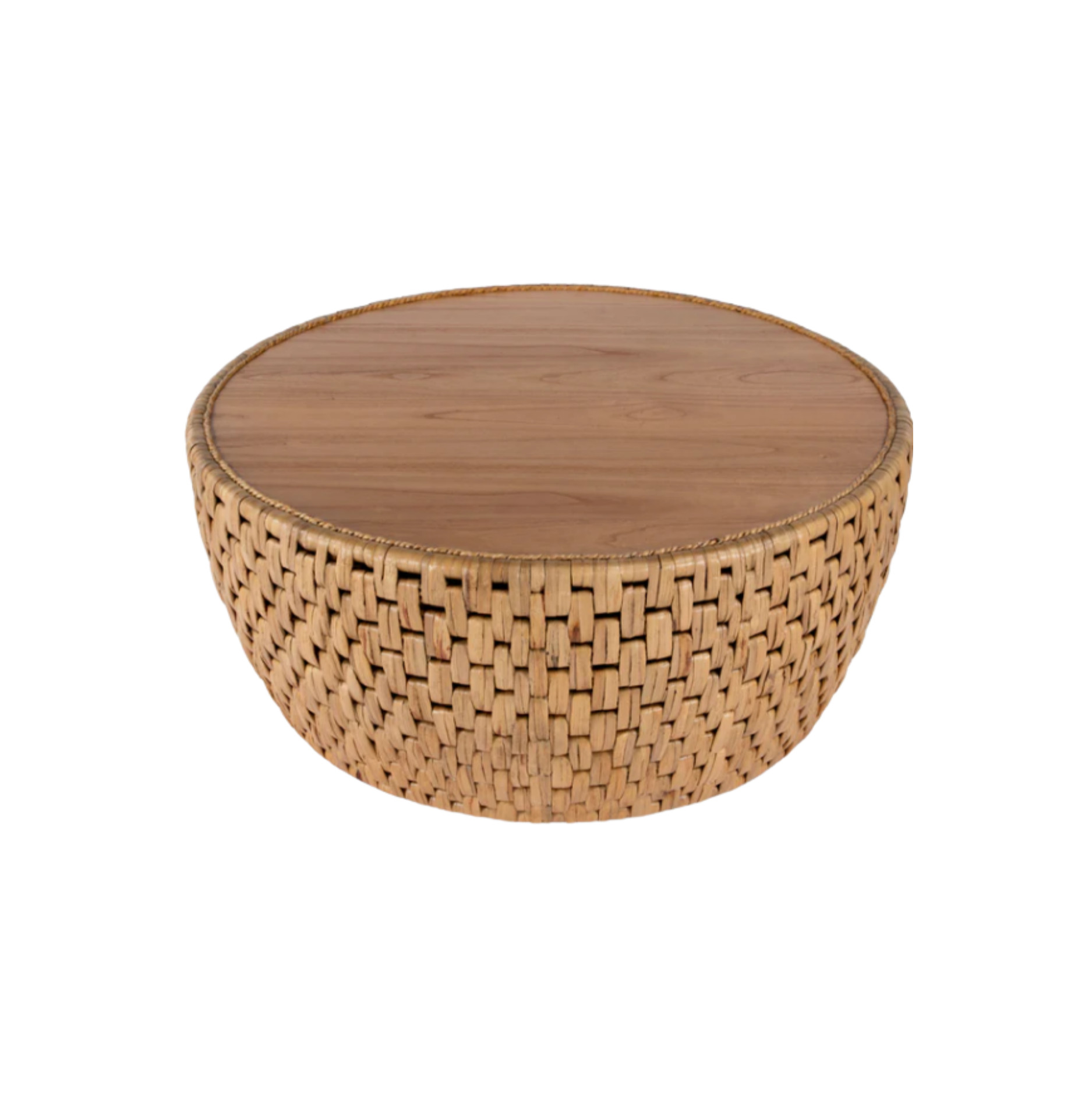 Retailer: Walmart | Captiva 42 in w round rattan drum coffee table, natural