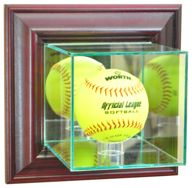 Wall Mounted Softball Display Case Traditional Display And Wall