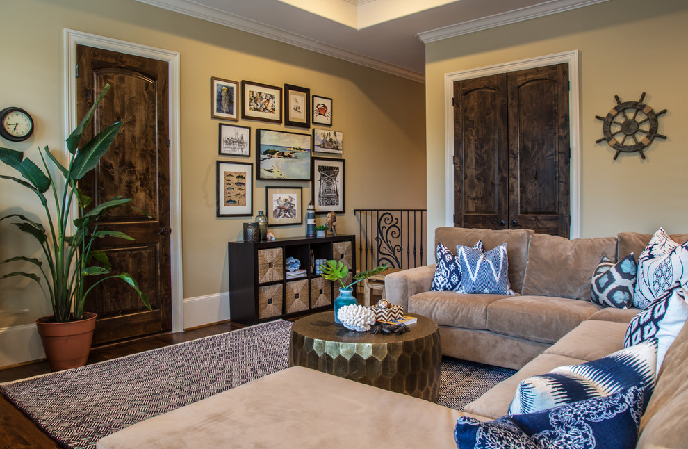 This is an example of a traditional family room in Houston.