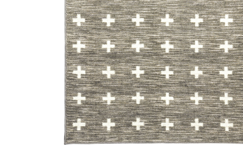 Modern Nylon Area Rug With Latex Backing, Small, Beige And Light Gray