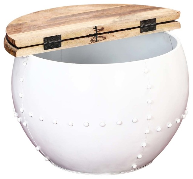 Colorado Contemporary White Round Accent Drum Coffee Table Colorado Contemporary White Round Accent Drum Coffee Table