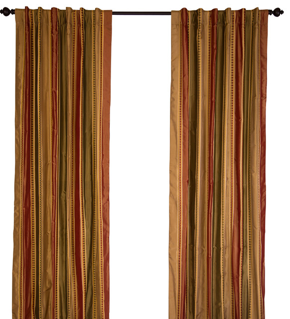 Silk Taffeta Chocolate And Red Stripes Curtain Panel 84 Silk Taffeta Chocolate And Red Stripes Curtain Panel 84