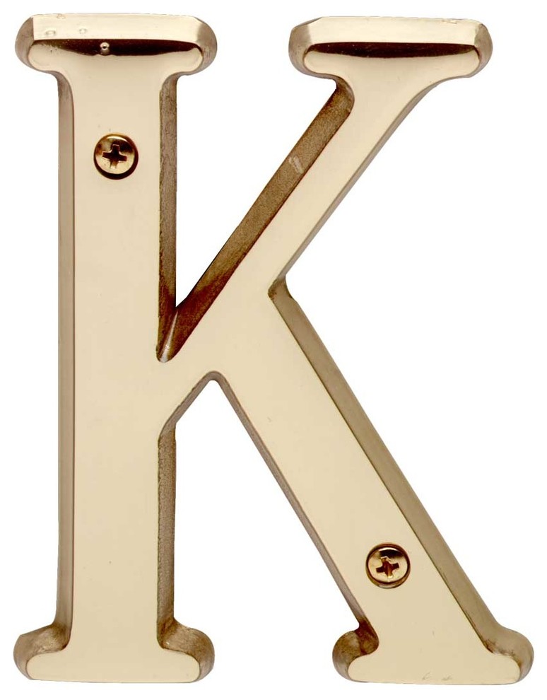 Letter "K" House Letters Solid Bright Brass 4" |