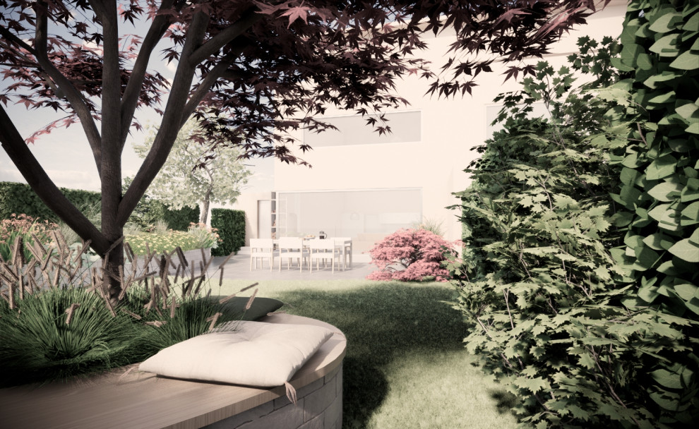 Reihenhausgarten im Retro-Chic