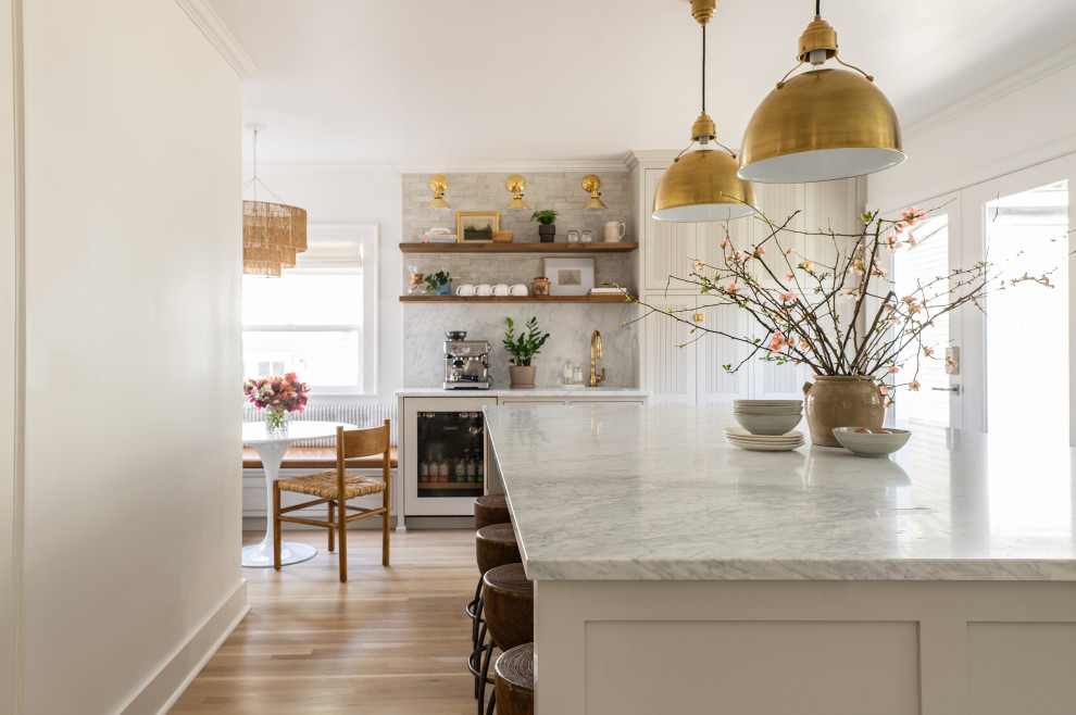 Example of a transitional kitchen design in Seattle
