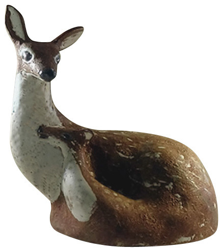 Doe and Fawn Sculpture, Natural Brown