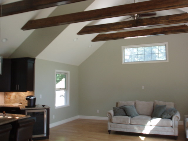 Vaulted Ceiling Exposed Beams Contemporary Family Room New