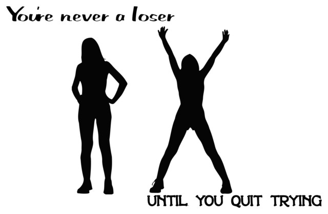 Sport Quote 'You're never a loser...' Black Vinyl Wall Decal Sticker