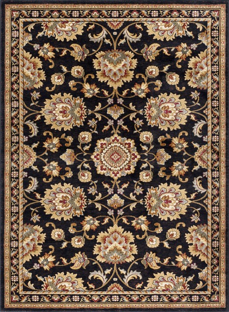 Charlotte Traditional Oriental Black Rectangle Area Rug 9 X 12