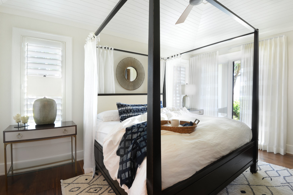 Inspiration for a huge contemporary guest dark wood floor bedroom remodel in Tampa with white walls