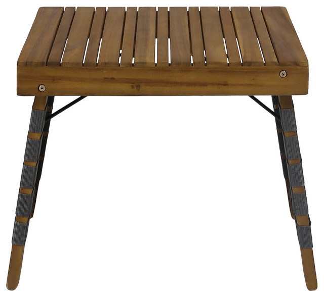 Riley Outdoor Acacia Wood Foldable Side Table Transitional Outdoor
