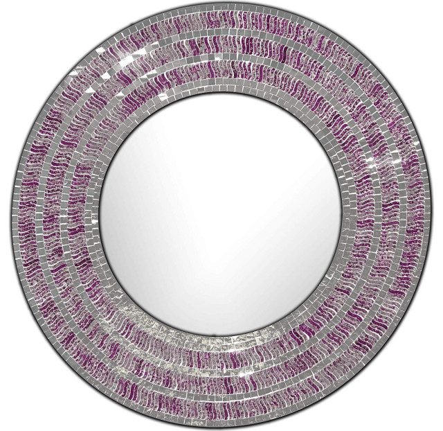 Decors Silver 24 Round Mosaic Wall Mirror Contemporary Mirrors By - Purple Mosaic Wall Mirror Decors Silver 24 Round Mosaic Wall Mirror Contemporary Mirrors By - Purple Mosaic Wall Mirror