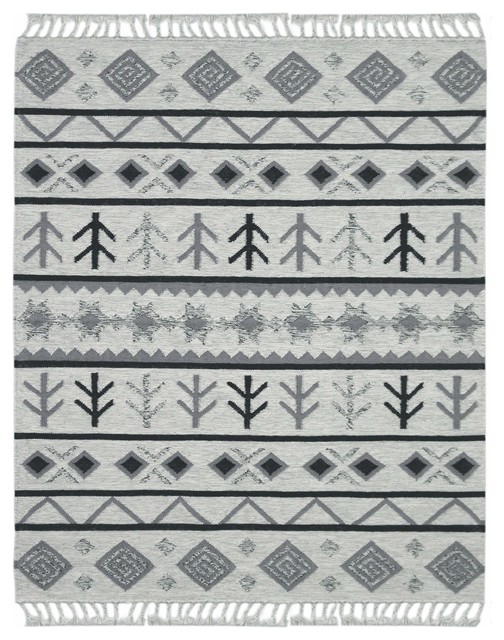 Artifacts Tribal Flat Weave Wool Rugs, Ivory, 2'x3'