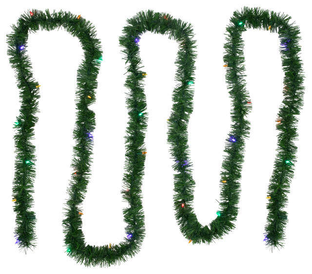 18' PreLit LED Pine Artificial Christmas Garland Multicolor Lights