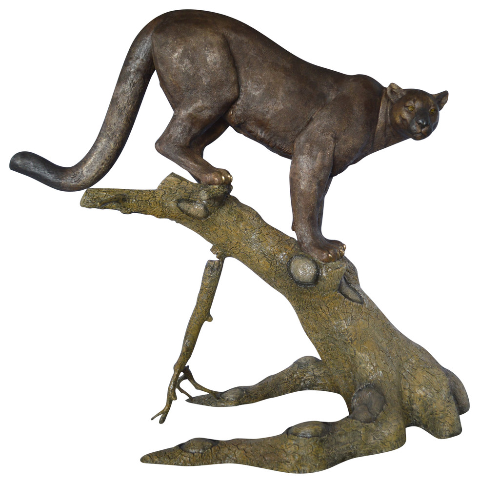 Mountain Lion AKA Panther or Puma Bronze Statue Size 73"L x 41"W x