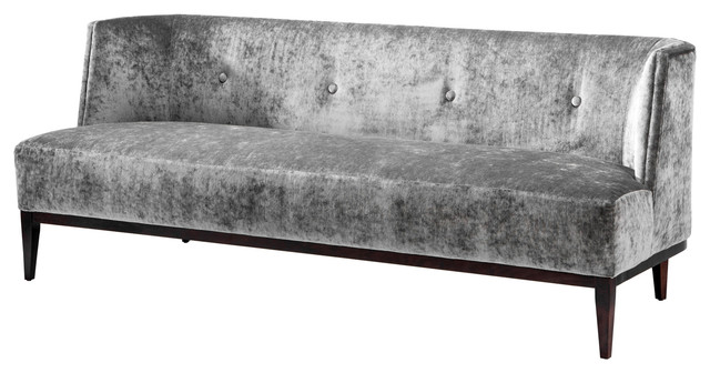 Interlude Chloe Modern Classic Black Frame Tufted Grey Sofa