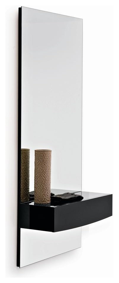 Morgan Vertical Mirror w Drawer (Glossy Black